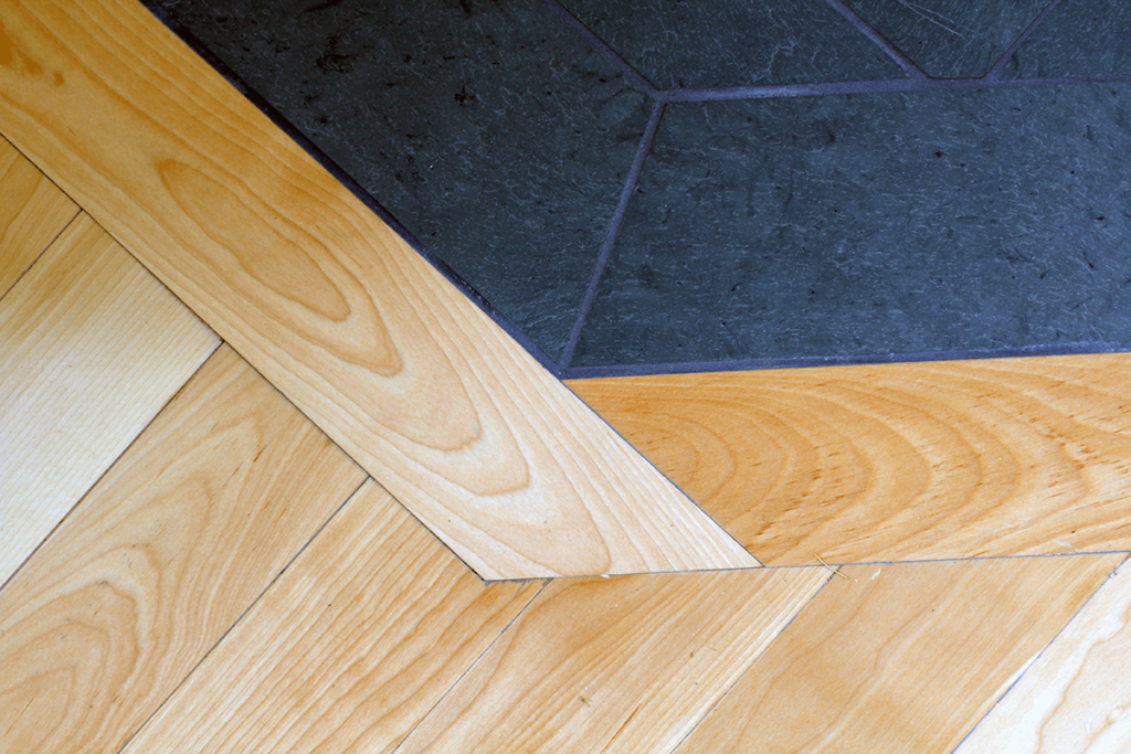 Image of slate and wood floor detail by Free Range Builders
