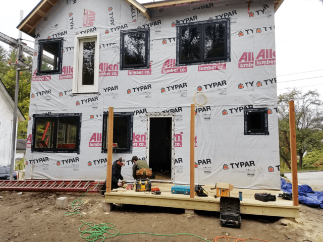 Image of weatherization wrapper on addition by Free Range Builders