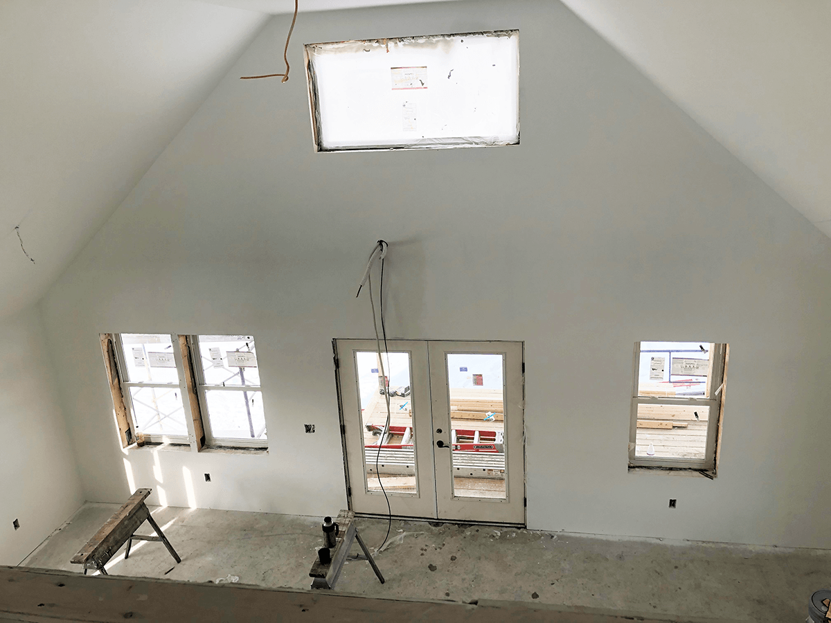 View of sheetrock on new home by Free Range Builders