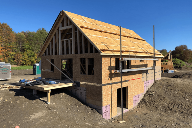 Image of sheathing on new house construction by Free Range Builders